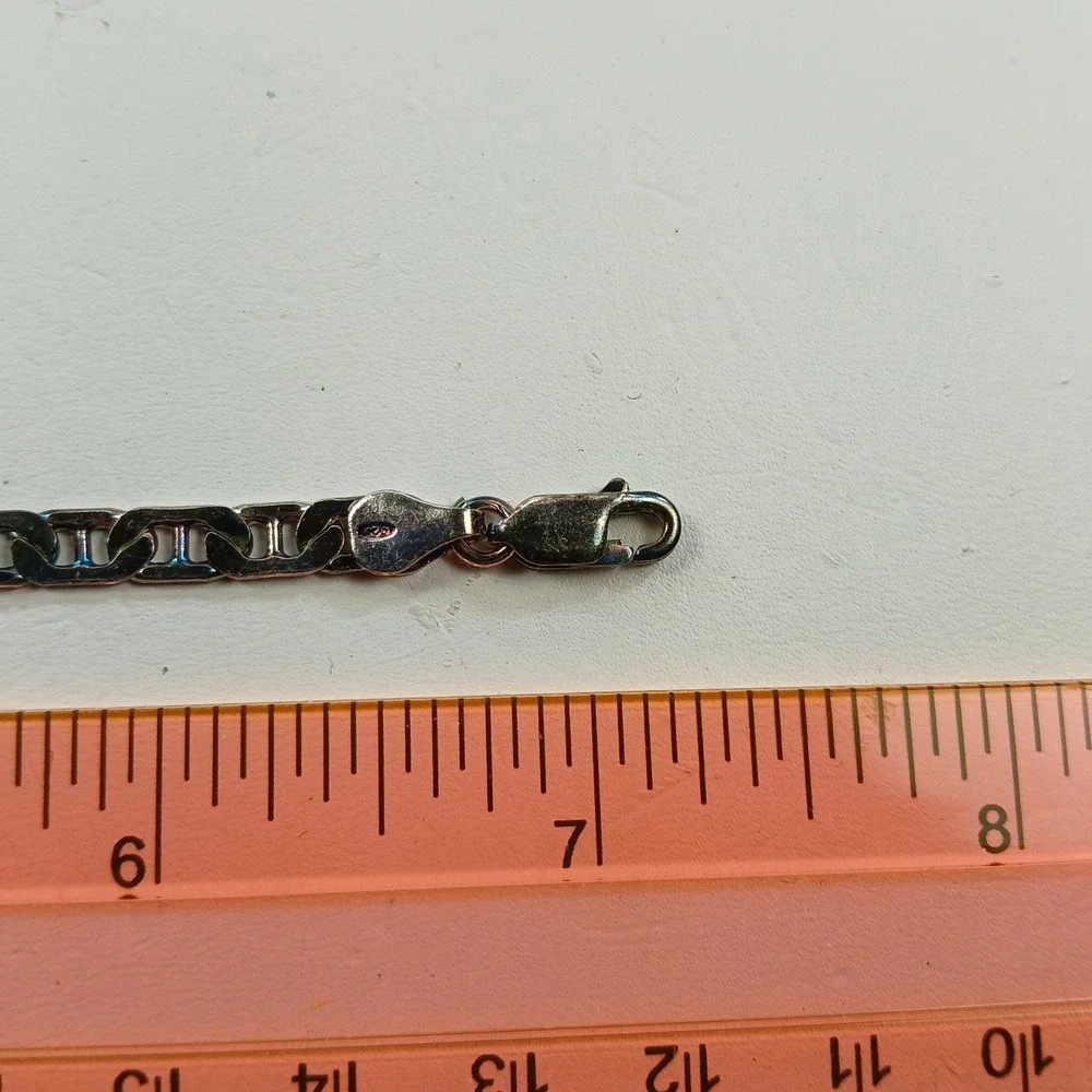 Vintage 1990s Italian Sterling Silver 925 Mariner Anchor Link Bracelet 7in 7.2g